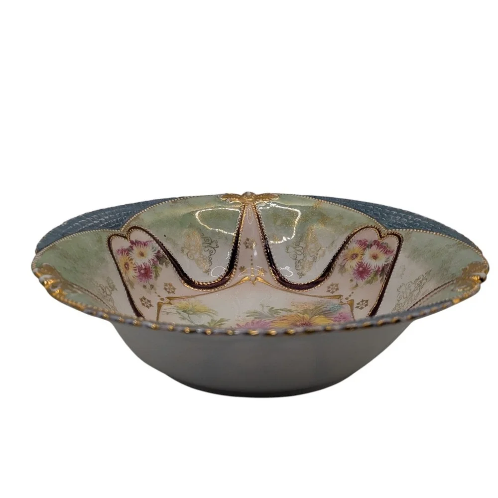 Antique OLS St Kilian Serving Bowl Floral Oscar Schlegelmilch Hand Painted SEE